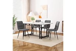 Oslghy Juego de Comedor Mesa y 4 Sillas, Conjunto de Mesa y Silla Comedor 5 Piezas, 117x68x75 cm Mesa de Comedor Rectangular, Dining Table and Chair Set, Terciopelo Silla de Cocina (Gris)