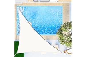 SUNNY GUARD Vela ombreggiante Impermeabile 3x3x4.25m Tenda a Vela Triangolare,Tenda da Sole per Esterno Protezione Raggi UV per Giardino Esterno terrazza, Crema