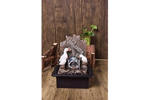 Creative Touch Fountain Edition Duck Family Indoor Water Fountain with LED Light | Size 21 * 17.5 * 25 Cm | Black | Dual USB & 3 Pin UK Plug Included