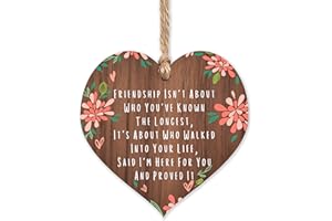 MANTA MAKES Friendship is not about who you've known the longest | best friends wooden hanging heart | sentimental inspirational gift for cheer up women | friendship present uk | her girls