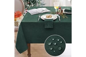 Softalker Weihnachts Tischdecke Grün 240x140 cm abwaschbare Tischdecken aus Leinenoptik Tischtuch Wasserabweisende abwischbar Gartentischdecke Klein Table Cloth für Herbst Outdoor, Hochzeiten, Party