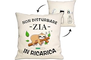 Bommex Copricuscino Divertente Double-Face con Tasche per Zia - Regalo di Compleanno, Festa della Mamma, Natale da Nipote