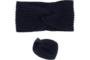 Colours & Beauty gestrickte Stirnband Damen aus Wolle mit Knoten | nachtblaue Haarband Damen Winter | Dicke Ohrenschützer | Kopfhörer Stirnband Mädchen | Kopftuch Damen