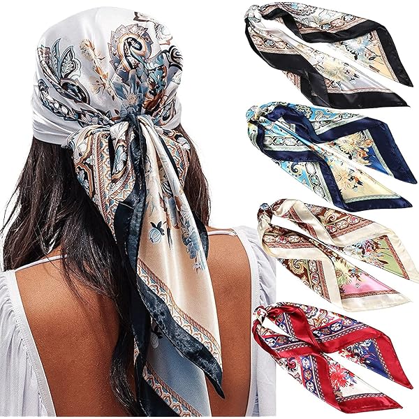 Sciarpa Di Seta Donna 90x90 Cm | Tocco Satinato | Multiuso Per Capelli E Accessori | Regalo Elegante