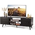 WLIVE TV Stand for 55 60 inch TV, Entertainment Center with Storage Cabinets, Rustic TV Console for Living Room Decor, Black
