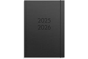 Burde Senator A5 Vega Noir, 2025/2026 Agenda A5 – Organiseur Compact & Élégant, Planning Scolaire & Professionnel Daté, Journal Hebdomadaire, Couverture Rigide