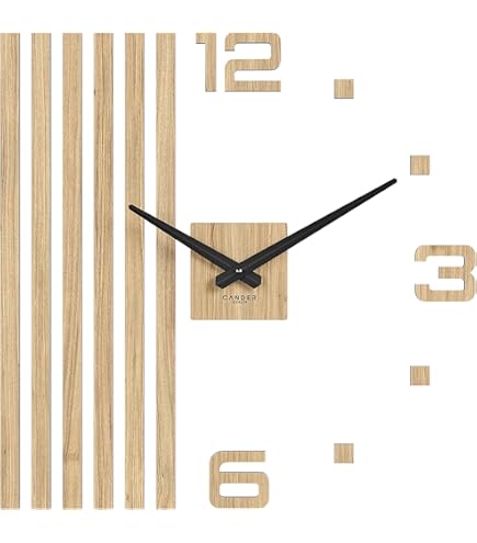 FLEXISTYLE Wandklok groot XXL vierkant LOFT Square metaal hout 3D 80cm diameter