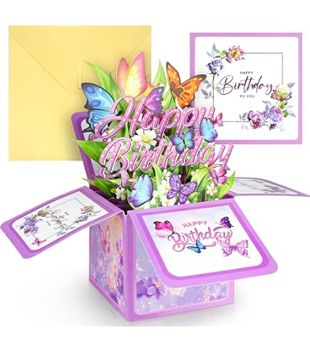 Nigel Quiney Biglietto Auguri Compleanno Floreale Con Farfalle - Serie Pizazz, 150x150 Mm