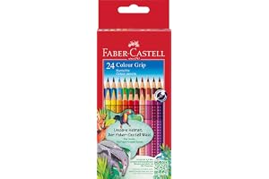FABER-CASTELL - Färgpennset Colour Grip, 24 teckningspennor | Vattenlösliga färgpennor för barn och vuxna med lysande färger