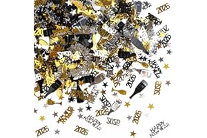 MPLEHDA Confetti Gold Black, Pack of 1000 Confetti Happy New Year 2026 Decoration, Happy New Year Table Decoration