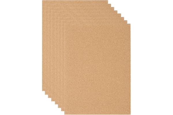 PATIKIL 20 x 30 cm 1 mm tjocka självhäftande korkplattor, 12 st rektangulära korkplattor för anslagsunderlägg gör-det-själv hantverk väggdekoration