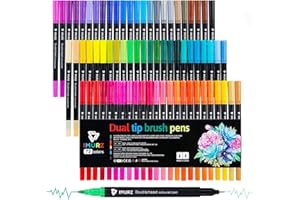 Mitoymia Feutres Coloriage Adulte 72 Couleurs Aquamarker Feutre Double Pointe Fine Feutres Pinceau Aquarelle Stylos pour Adulte Débutant Dessin,Livre De Coloriage,Mandala,Bullet Journal