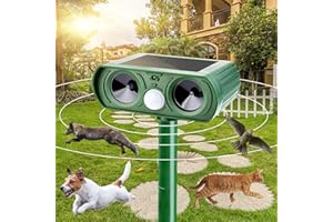 QUUNOOT Katzenschreck Ultraschall, Katzenabwehr Solar Ultraschall Tiervertreiber, Katzenschreck für Garten, Abwehr Wasserdicht mit Bewegungsmelder und Blitz, Abwehrmittel für Haustiere