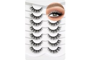 ‎HAPPY HEARTBEAT Happy Heartbeat 3D Clear Band Falsche Wimpern Natürlich Look Cat Eye Künstliche Wimpern Wispy Faux Mink lashes Flauschig Weiche Wiederverwendbare Kurze Fake Eyelashes 7 Paare(No.212)