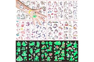 FLYFTREY Tatuaggi Temporanei per Bambini, 250 Pezzi Tatuaggio Set de Unicorno, 20 Fogli Tatuaggio Finti e 5 Fogli Luminous Adesivi Tatuaggi, Ragazzo Ragazza Compleanno Festa Giochi Regalini Giocattoli