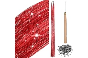 BBTO 200 szt. zestaw pasm do włosów z narzędziami brokatowe spinki do przedłużania włosów akcesoria do przedłużania włosów dla kobiet dzieci (czerwony)