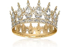 XUEFENFEI Volle Runde Mädchen Tiara, Strass Krone Kronen, Brautkrone Kristall Königin Krone Damen, Sparkly Strass Prinzessin Karneval Kopfschmuck Schmuck für Hochzeit Prom Geburtstag Party