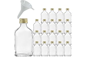Viva Haushaltswaren #31056# 20 x Mini Glasflasche 20 ml mit Schraubverschluss, als Flachmann, Schnapsflasche & Likörflasche geeignet (inkl. Trichter Ø 5 cm), Gold