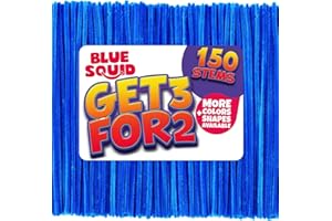 Blue Squid Limpiadores de tuberías Craft Chenille Tallos – 150 Piezas de Limpieza de Chenilla Azul, limpiadores de tuberías Azules, Piezas extralargas, Colores de Manualidades Brillantes