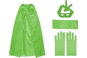 CARNAVALIFE Capa de Superhéroe 120 cm para Adultos, Conjunto de 4 piezas Capa Máscara Bufanda y Guantes, Cosplay para Cumpleaños Fiesta Navidad Halloween y Carnaval (Verde)