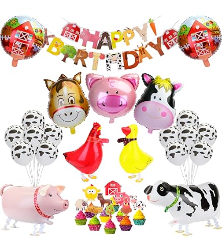 Nappe Anniversaire Thème Ferme - 3 Pièces Animaux De La Ferme - Décoration Table Enfant Colorée