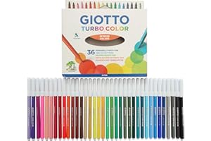 GIOTTO 36 Pack Turbo Colour Felt Tip Fibre Pens - Fine - School Kids Art