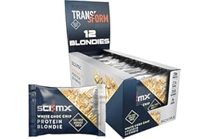 SCI-MX High Protein White Choc Chip Blondie Box - 20g protein, 2g sugar + 259 calories per blondie - Pack of 12 x 65 g - Low Sugar - Pre/Post Workout Snack - No Palm Oil - Suitable for Vegetarians