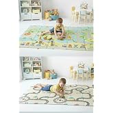 Pureza &Ccedil;ift Taraflı Katlanabilir Oyun Matı 200CMX130CMX1CM Kaymaz, Darbe Emici, Su Ge&ccedil;irmez, Yeşil Parkur/Araba Yarışı |Taşım