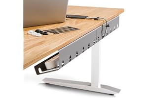 PAMO Kabelkanal för skrivbord, grå, 3-pack, 44 x 10 x 12 cm | Inkl. 10 kabelhållare, kabelclips och skruvar, enkel montering