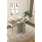 ASRA TREND K&uuml;l Gri KM-32 Ultra İnce Katlanır Masa 133x60 cm 17 cm Kapalı Genişlik 6 Kişilik Akıllı Yemek Masası &Ccedil;alışma Masas