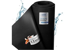 TeichVision Bâche EPDM de qualité supérieure pour bassin - Épaisseur : 1,1 mm - 6,1 m x 6 m - Film EPDM naturel noir - Particulièrement durable / convient également comme bâche de parterre surélevée