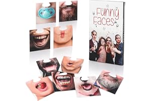 FunX Fotobox Karten mit 40 Lustigen Gesichtern – Photobooth Accessoire – Requisiten, Utensilien für Party Spiele, Geburtstag, JGA, Hochzeit und Silvester