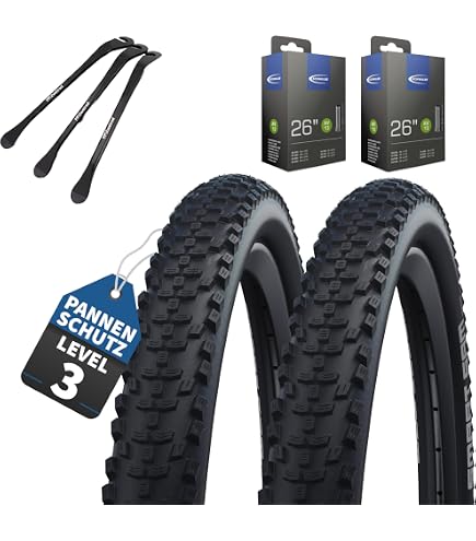 Kujo Fahrradreifen Set – 2x 26x2.10 Reifen + 2x Schläuche Mit Dunlopventilen | MTB Reifen Resul Mr. Robsen