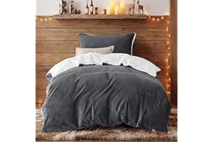 ‎BEDSURE BEDSURE Flauschige Bettwäsche 135x200 Grau - Winter Bettbezug Fleece mit 80x80 cm Kissenbezug, Warme Bettwäsche-Sets mit Reißverschluss, Kuschel Waffelpique Winterbettwäsche Anthrazit für Einzelbett