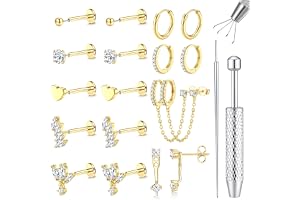 Chriscoco /18G/20G Helix piercingar kirurgiskt stål kreoler örhängen set för kvinnor 14K guldpläterade medicinska örhängen