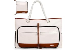 Lekespring Bolsa Playa Grande XXL Familiar con Cremallera Bolsa de Viaje, Impermeable Shopper Bolso de Hombro para Mujer, Bolsa de Mano Plegable para Playa/Viajes/Uso Diario