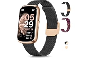 RUXINGX Reloj Inteligente Mujer, 1,47" HD Pulsera Inteligente Mujer, IP68, 24H Pulsómetro, Oxímetro, 24 Modos Deportivos, Sueño, Función Femenina, Podómetro Smartwatch para iOS Android Oro Negro