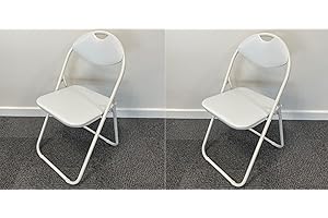 SuperGift.com Folding Chair Padded Paris Faux Leather Heavy Duty Steel Metal Frame Folding Back Rest Chair for Home Garden Office Dining (White 2 Pack)