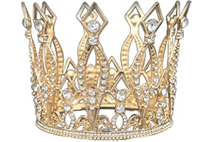 Vofler Crown, Cake Topper Baroque Queen Tall Tiara Crystal Rhinestone Hair Decor for Women Lady Girl Bridal Bride Princess Birthday Wedding Pageant Prom Homecoming Halloween Witch Costume Party