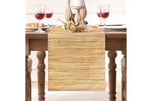 DECORMOMMT Camino de Mesa Amarillo Bohemio Camino de Mesa Resumen Retro Camino de Mesa rústico de Granja Mesa de Fiestas, Bodas, Cenas de Eventos, Decoración del Hogar 33 cm x 183 cm