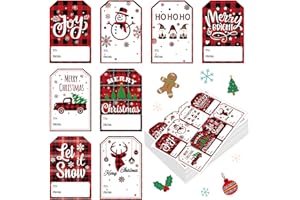 Dianelhall 320 Selbstklebende Weihnachtsetiketten 5 x 7,5 cm Große Weihnachten Geschenkaufkleber Weihnachtsaufkleber zum Beschriften Geschenkanhänger Aufkleber für Name (Karomuster in Rot und Schwarz)