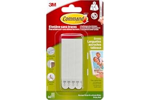 Command Bandes de Suspension pour Photos Moyenne, Paquet de 4x2 Bandes Adhésives, Blanc - Suspension sans Dommage - Pour Posters, Cadres et Miroirs