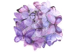 ANBEEISS 40 Pezzi Adesivi Farfalla Fiori, Adesivi Decorativi Scrapbooking Diario Stickers, Autoadesivi Stickers Decalcomanie Trasparenti per Fai da Te, Album Regalo, Cellulare, Parete, Mobili - Farfalla Viola