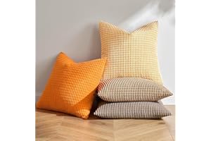 MIULEE Poszewka na poduszkę granulowana miękka poliestrowa sofa trwała nowoczesna dekoracyjna poszewka na poduszkę na sofę salon dom biuro łóżko sypialnia 40x40 cm 4 sztuki pomarańczowy