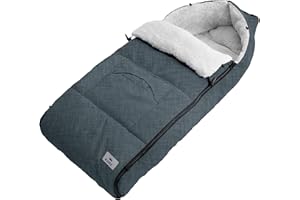 KIDIZ® Saco de bebé, saco de bebé de invierno con cremallera, saco de peluche, bolso, manta de bebé, cochecito lavable, con cabecera con cremallera, apto para todos los cochecitos, mezclilla gris