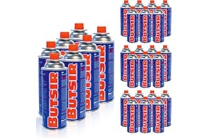 ZEMO Butsir - Paquete 28 Cartuchos de Recarga de Gas 227 g - Cartucho de Gas butano B-250 con Valvula - Ideal para quemadores, sopletes y cocinas portátiles (Pack 28)