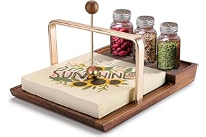 OUSEEN Portanapkins, portanapkins de madera para mesa, portanapkins rústico 2 en 1 para servilletas de papel, portanapkins plano con sal y pimienta para bar, decoración de cocina y comedor