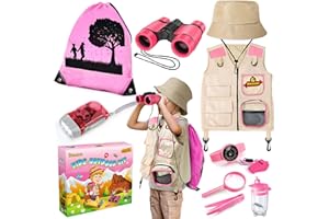 YOPINSAND Kit d'exploration pour Enfants, kit d'aventure avec Sac à Dos, Jumelles, Gilet et Chapeau, Jouet de Plein air pour garçons Filles Enfants