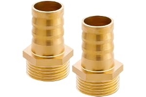 Slangkoppling i mässing, G3/4-tums (Ø 25,7 mm) utv. gänga x 3/4-tums slangmunstycke, 2 stycken, slangnippel, 19 mm hullingar