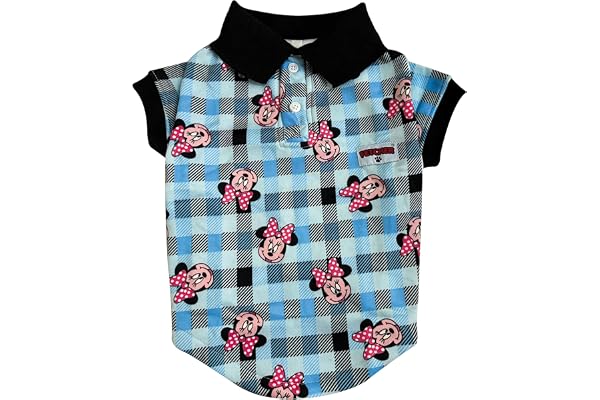 FETCHER Fleece Blue Mickey Checked Printed Warm Winter Polo Sweatshirt Sweater Jacket Coat for Dogs and Cats Winter wear (14" Small)